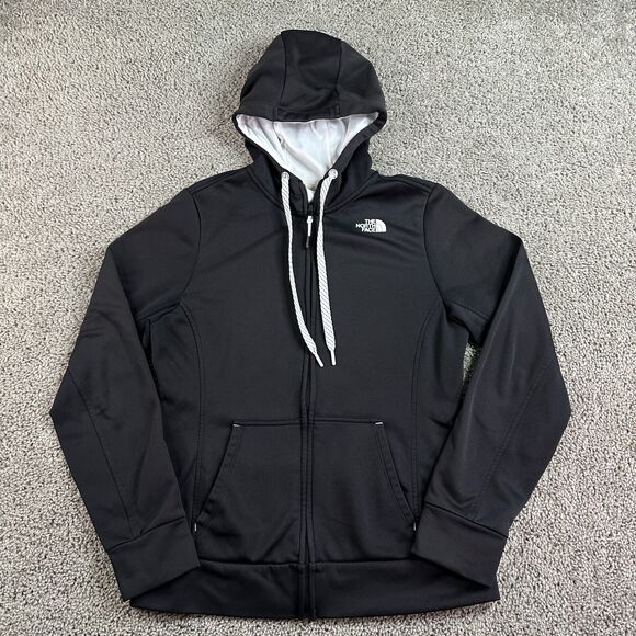 The North Face Hoodie Womens Medium Reaxion Black White Logo Full Zip Sweatshirt - Picture 1 of 12